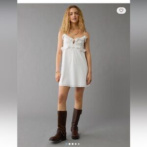 American Eagle Cream Ruffle Mini Slip Dress! Size Medium! Original packaging!